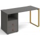 Cairo Straight Desk with Brass Leg and Integrated Drawers